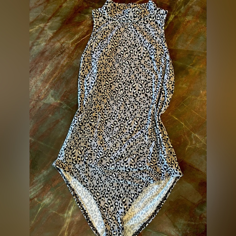 Leopard Print High Neck Body Suit